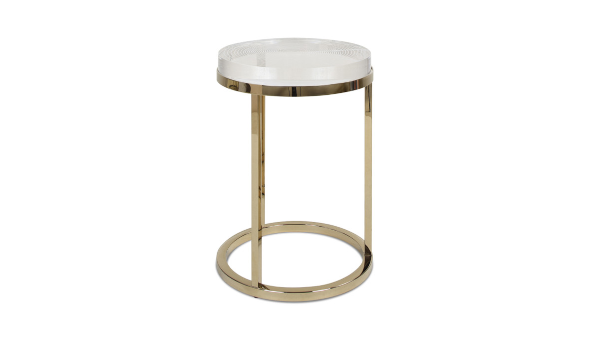 Jennifer Taylor Home Dendros Live Edge Mimic Round Side Table Gold & Acrylic