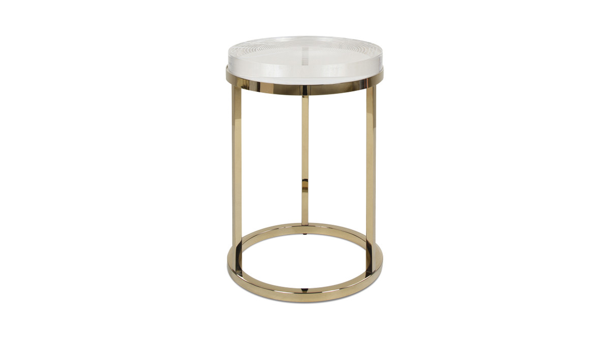 Jennifer Taylor Home Dendros Live Edge Mimic Round Side Table Gold & Acrylic