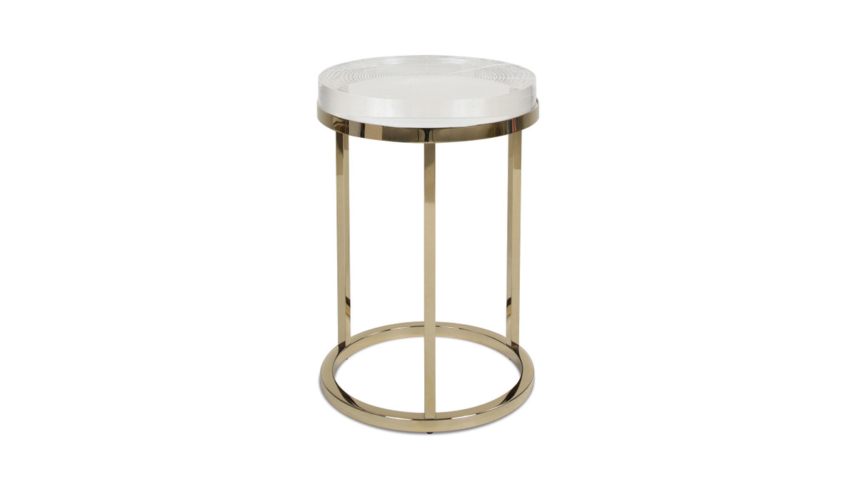 jennifer taylor home Dendros Live Edge Mimic Round Side Table Gold & Acrylic