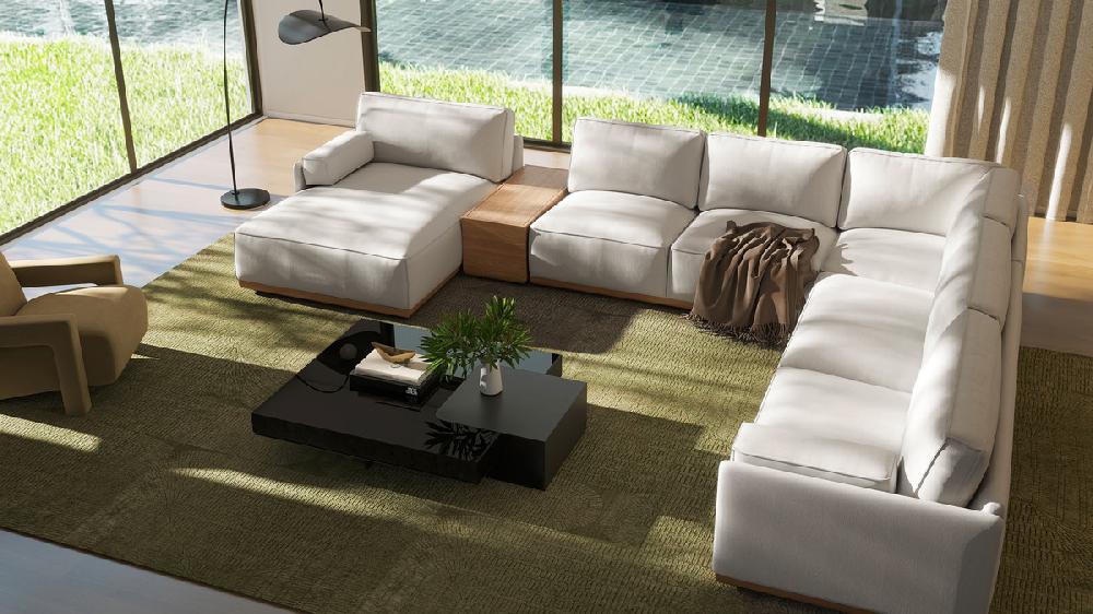 Jennifer Taylor Home Destin 164" Modular Deep Seat LAF U-Shaped Sectional Lunar Gray-White