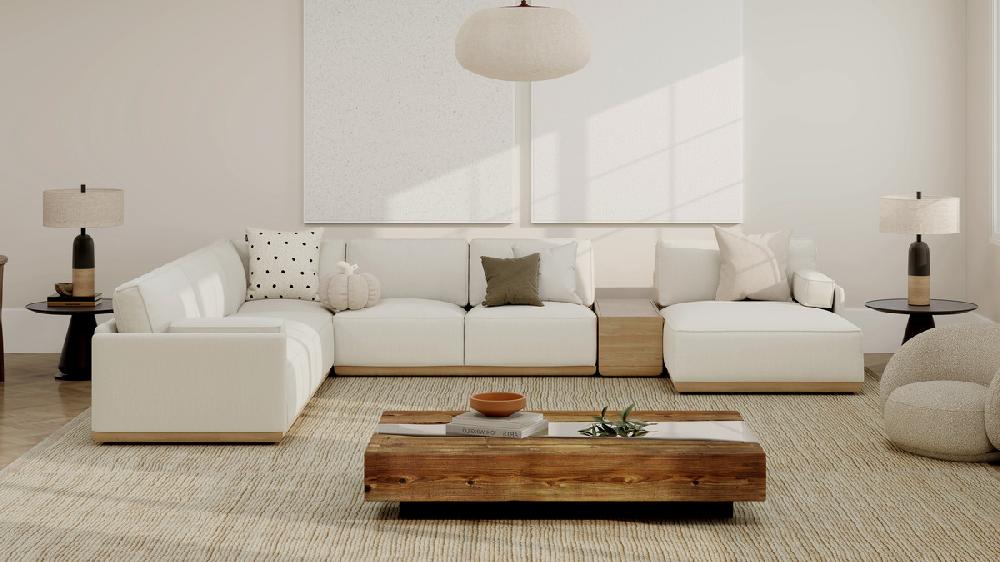 Jennifer Taylor Home Destin 164" Modular Deep Seat RAF U-Shaped Sectional Lunar Gray-White