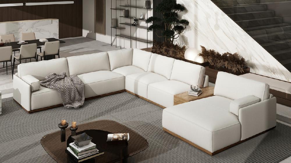 Jennifer Taylor Home Destin 164" Modular Deep Seat RAF U-Shaped Sectional Lunar Gray-White