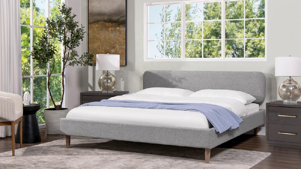 Jennifer Taylor Home Diego Low Upholstered Platform Bed King Light Grey