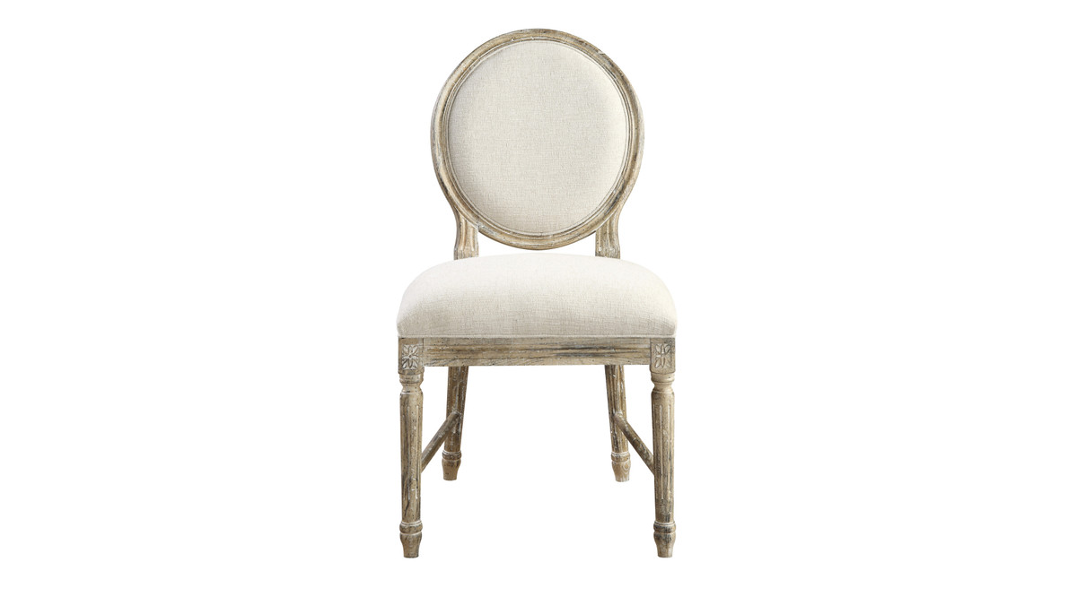 Jennifer Taylor Home Dorset 20.75" Upholstered Round Back Dining Chairs Set Of 2 Weathered Pine And Cream