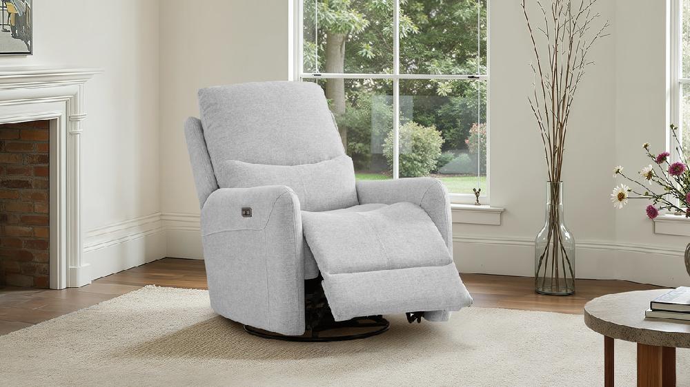 Jennifer Taylor Home Dublin 30" Swivel Power Recliner Arm Chair Heathered Light Gray