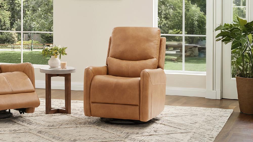 Jennifer Taylor Home Dublin 30" Swivel Power Recliner Arm Chair Saddle Brown