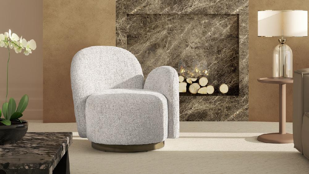 Jennifer Taylor Home Duo 31.5" RAF One-Arm Swivel Accent Chair Multi-Greige Beige