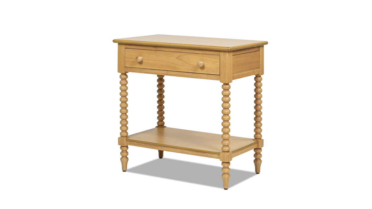 Jennifer Taylor Home Easton 28" Modern Farmhouse Turned 1-Drawer Storage Side Table With Shelf Natural Brown