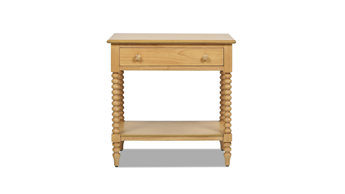 jennifer taylor home Easton 28" Modern Farmhouse Turned 1-Drawer Storage Side Table with Shelf Natural Brown