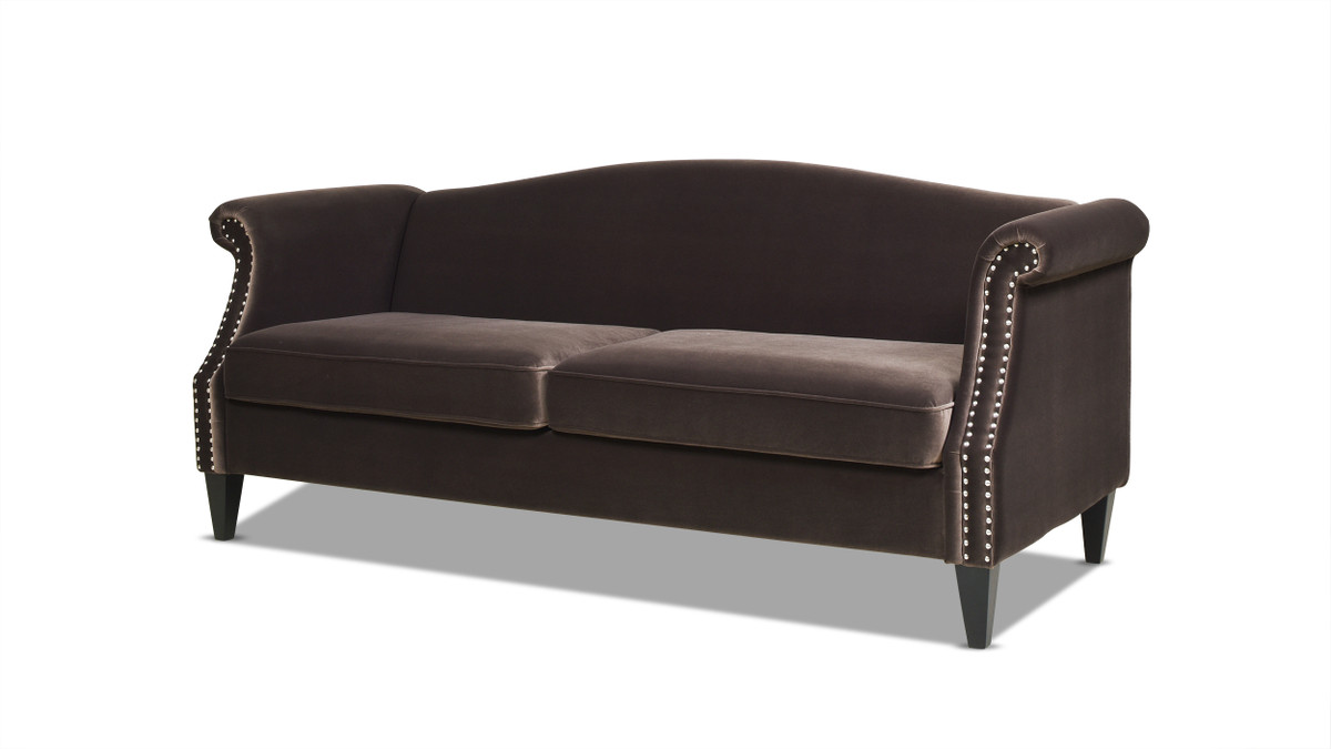 Jennifer Taylor Home Elaine 77" Camel Back Small Space Sofa Deep Brown