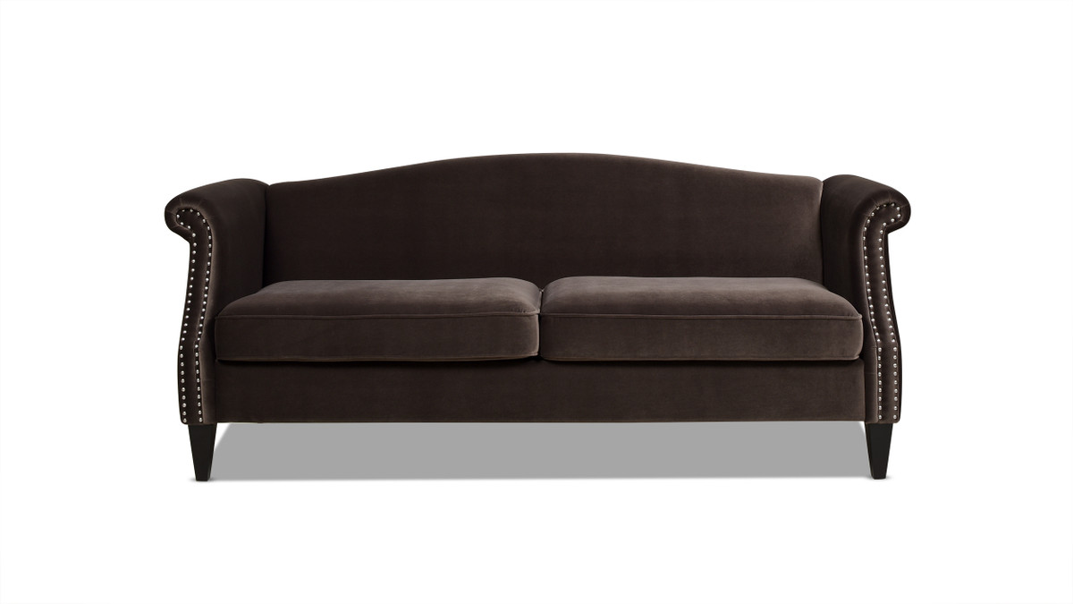 jennifer taylor home Elaine 77" Camel Back Small Space Sofa Deep Brown