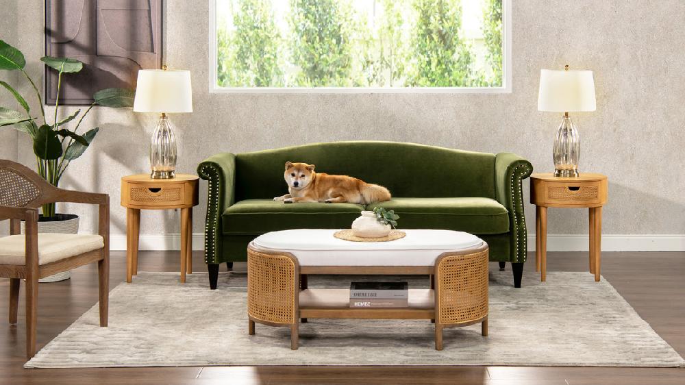 Jennifer Taylor Home Elaine 77" Camel Back Small Space Sofa Olive Green