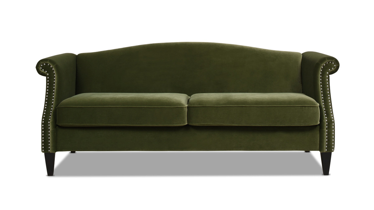jennifer taylor home Elaine 77" Camel Back Small Space Sofa Olive Green