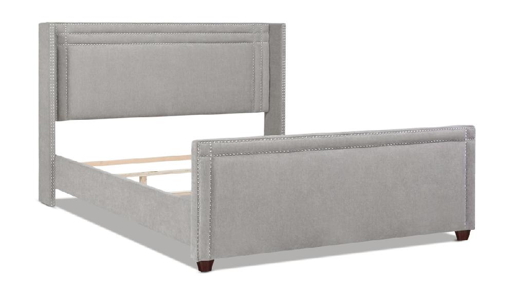 Jennifer Taylor Home Elle Wingback Upholstered Panel Bed King Silver Grey