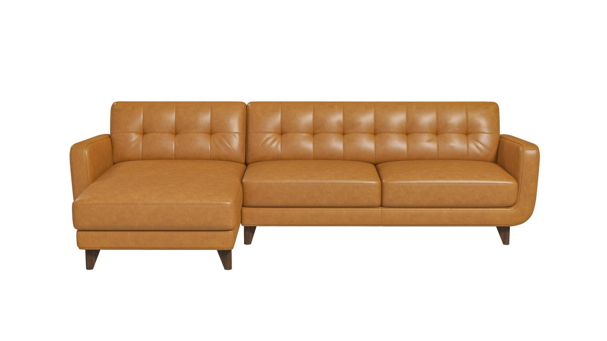 jennifer taylor home Ellery 113" Genuine Leather Tufted Left-Facing Sectional Sofa