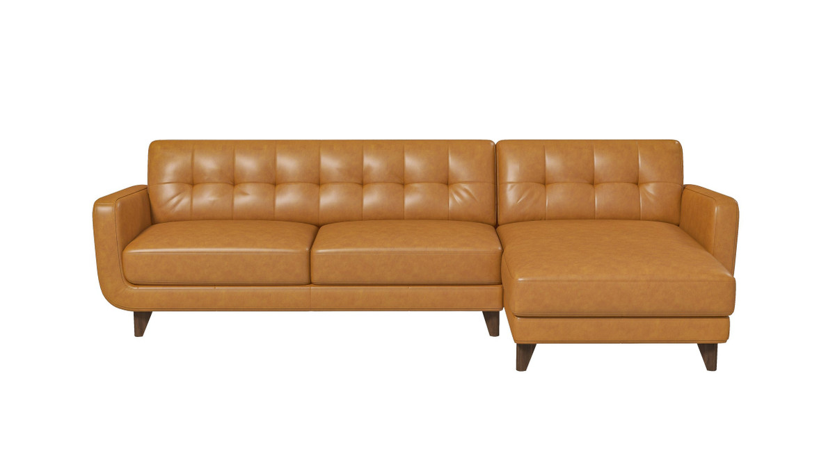 jennifer taylor home Ellery 113" Genuine Leather Tufted Right-Facing Sectional Sofa