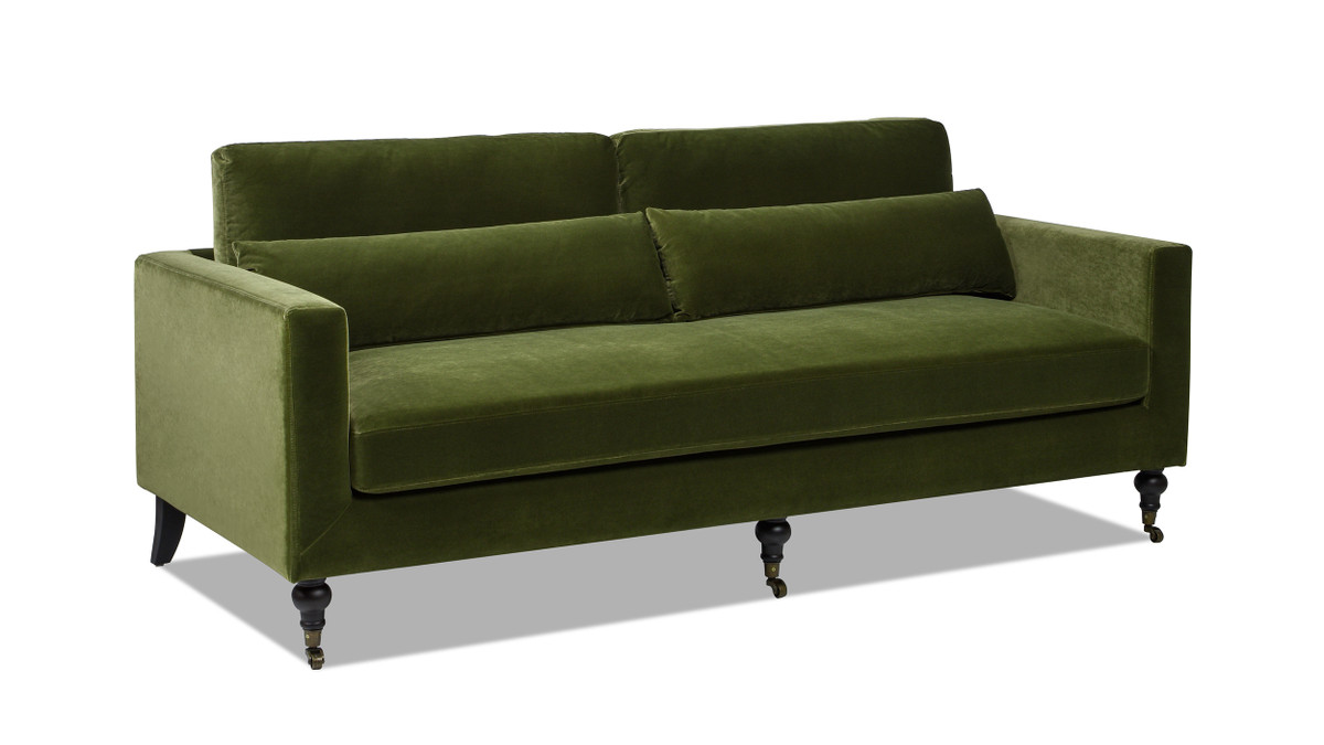Jennifer Taylor Home Elliot 84" Track Arm Sofa With Caster Turn Legs Olive Green
