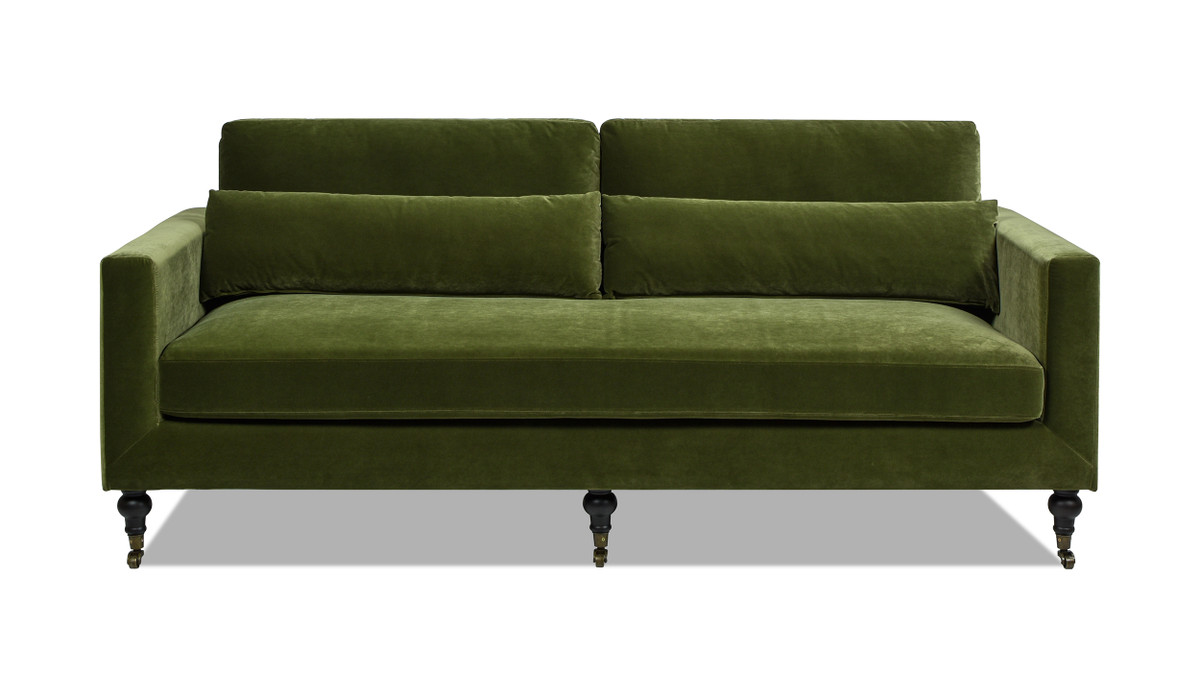 jennifer taylor home Elliot 84" Track Arm Sofa with Caster Turn Legs Olive Green