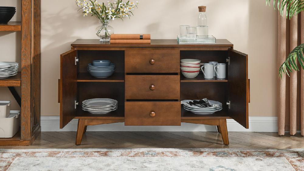 Jennifer Taylor Home Elmont 47.25" Wide 3-Drawer Sideboard With Cabinets