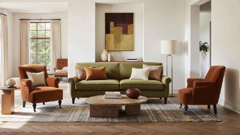 Jennifer Taylor Home Eloise 30" Pleated Sock Arm Accent Armchair Burnt Orange Performance Velvet