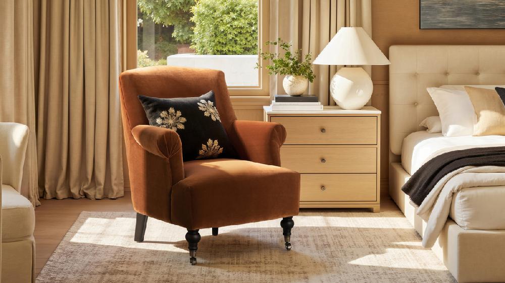 Jennifer Taylor Home Eloise 30" Pleated Sock Arm Accent Armchair Burnt Orange Performance Velvet