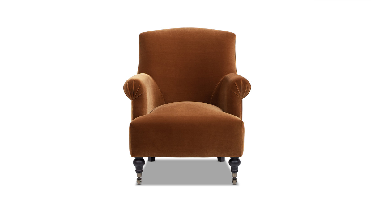 Jennifer Taylor Home Eloise 30" Pleated Sock Arm Accent Armchair Burnt Orange Performance Velvet