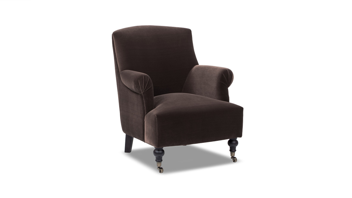 Jennifer Taylor Home Eloise 30" Pleated Sock Arm Accent Armchair Deep Brown Performance Velvet