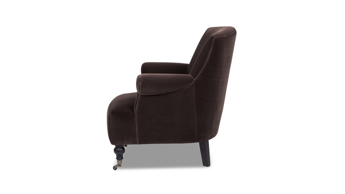 Jennifer Taylor Home Eloise 30" Pleated Sock Arm Accent Armchair Deep Brown Performance Velvet