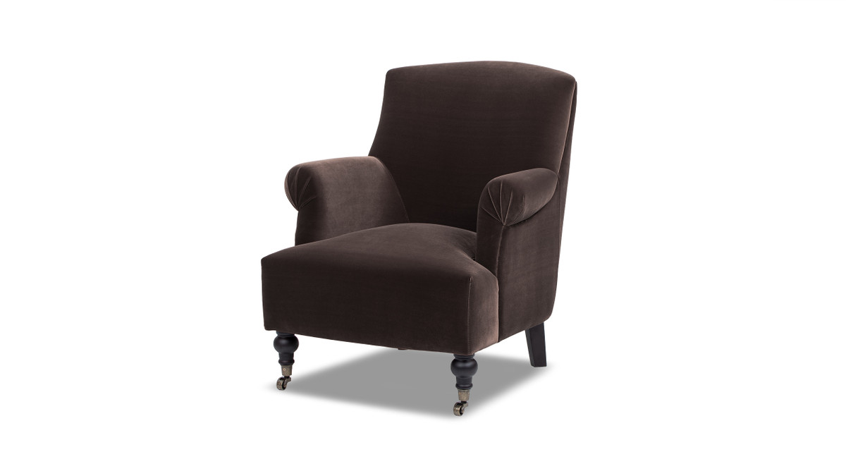 jennifer taylor home Eloise 30" Pleated Sock Arm Accent Armchair Deep Brown Performance Velvet
