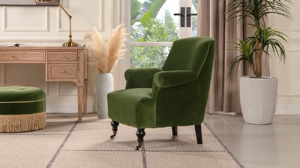 Jennifer Taylor Home Eloise 30" Pleated Sock Arm Accent Armchair Olive Green