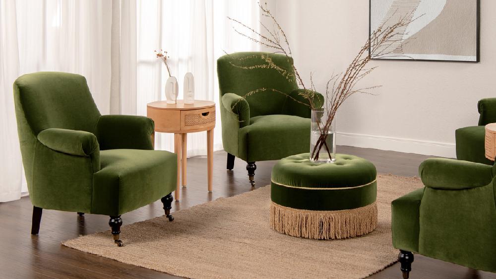 Jennifer Taylor Home Eloise 30" Pleated Sock Arm Accent Armchair Olive Green