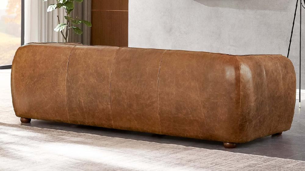 Jennifer Taylor Home Emerson 87" Low Profile Italian Leather Sofa Brown