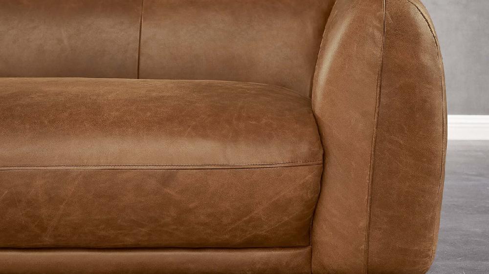Jennifer Taylor Home Emerson 87" Low Profile Italian Leather Sofa Brown