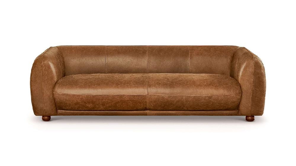jennifer taylor home Emerson 87" Low Profile Italian Leather Sofa Brown