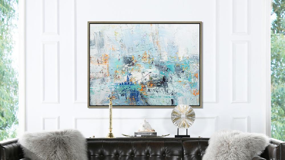 Jennifer Taylor Home Escape 1 50x38 Abstract One-of-a-Kind Original Art Oil Painting With Frame