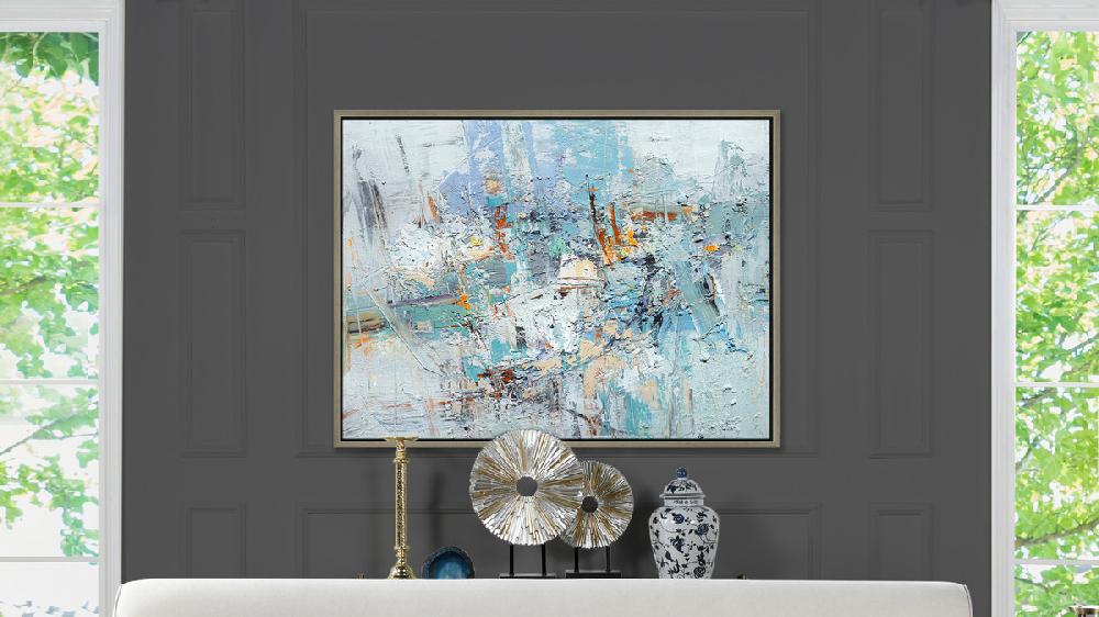 Jennifer Taylor Home Escape 2 50x38 Abstract One-of-a-Kind Original Art Oil Painting With Frame