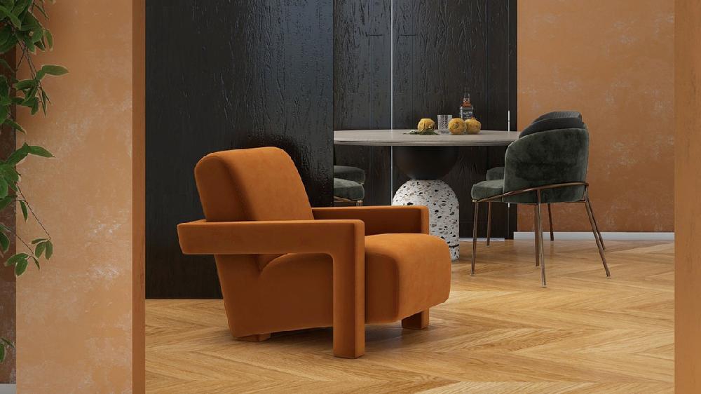 Jennifer Taylor Home Ethan 28.5" Fully Upholstered Accent Arm Chair Burnt Orange