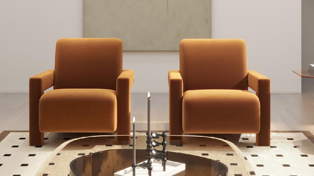 Jennifer Taylor Home Ethan 28.5" Fully Upholstered Accent Arm Chair Burnt Orange