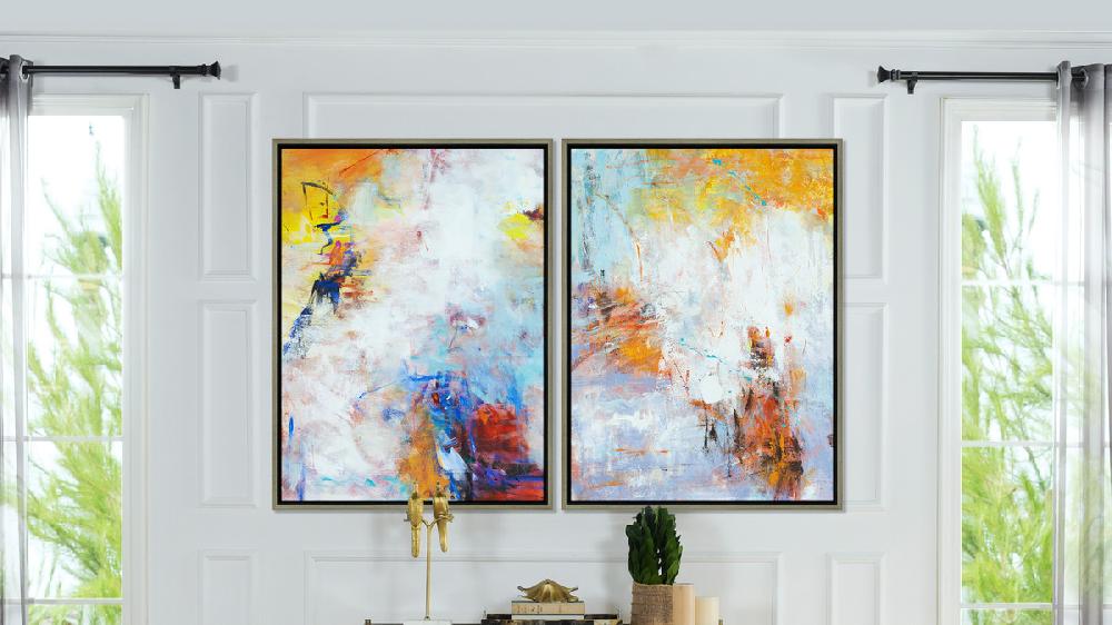 Jennifer Taylor Home Euphoria 2 50x38 Abstract One-of-a-Kind Original Art Oil Painting With Frame