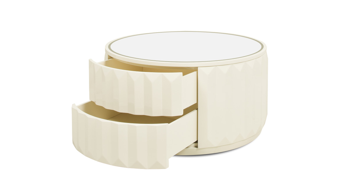 Jennifer Taylor Home Facino 35.5" Round Storage Coffee Table White Lacquer