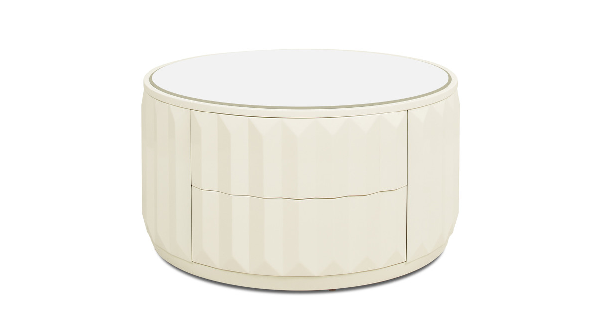 jennifer taylor home Facino 35.5" Round Storage Coffee Table White Lacquer