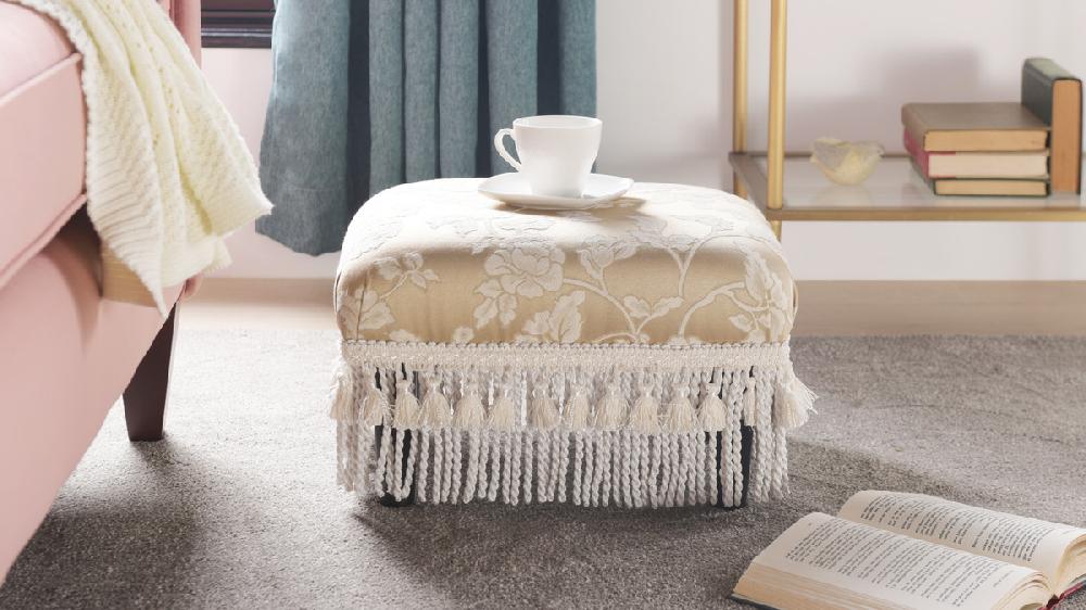 Jennifer Taylor Home Fiona Traditional Decorative Footstool Floral Neutral