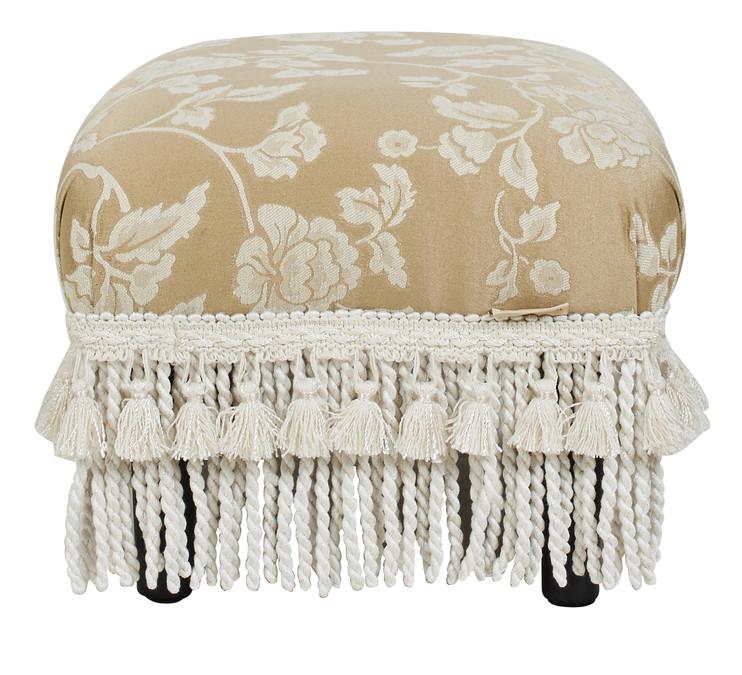 Jennifer Taylor Home Fiona Traditional Decorative Footstool Floral Neutral