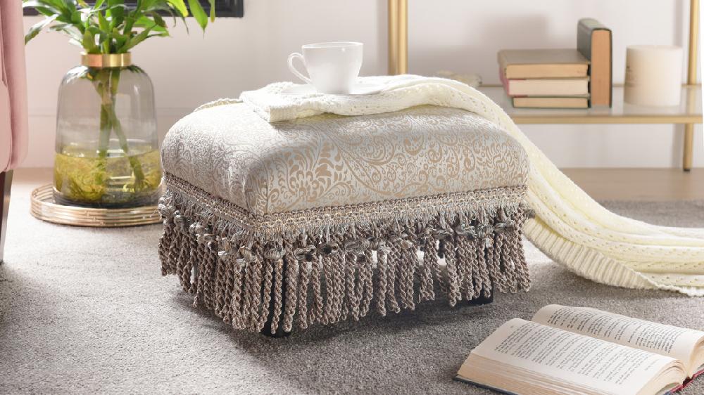 Jennifer Taylor Home Fiona Traditional Decorative Footstool Paisley Teal Tan