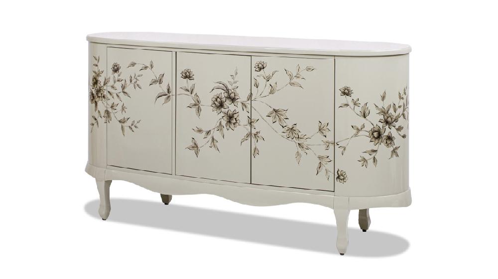 Jennifer Taylor Home Florence 69" Hand Painted Lacquered Credenza Taupe Gray