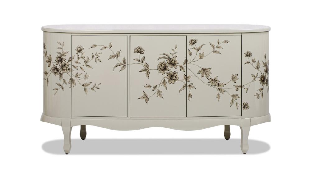 jennifer taylor home Florence 69" Hand Painted Lacquered Credenza Taupe Gray