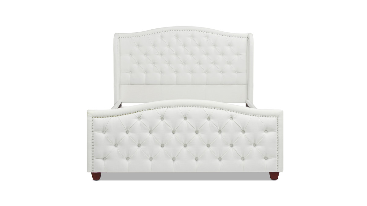 Jennifer Taylor Home Fontana Wingback Upholstered Platform Bed Frame Queen Antique White