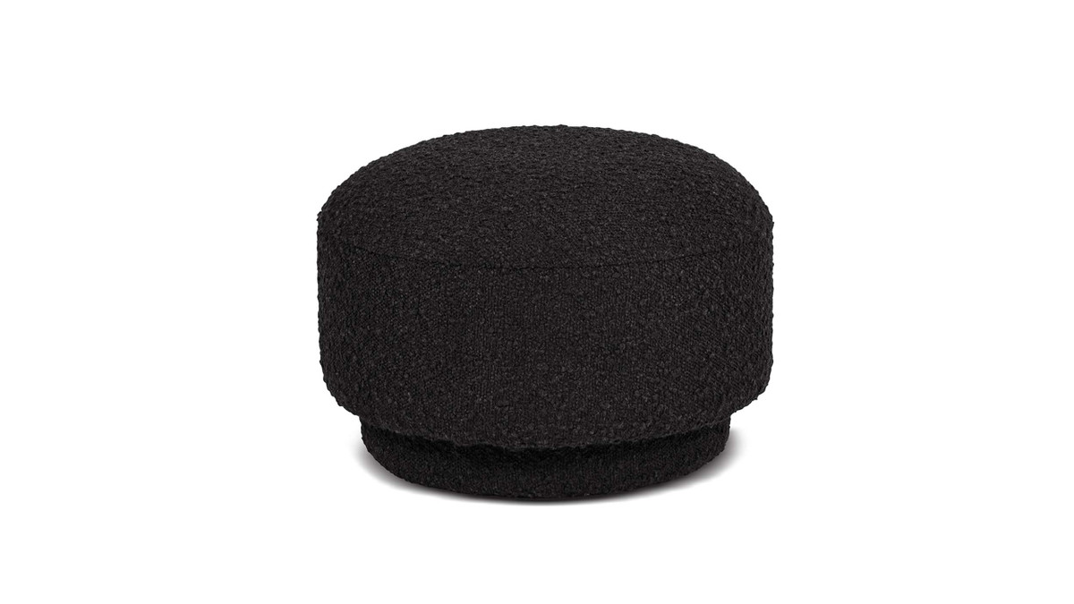jennifer taylor home Fuji 15" Mushroom Footstool Ottoman Ebony Black Bouclé