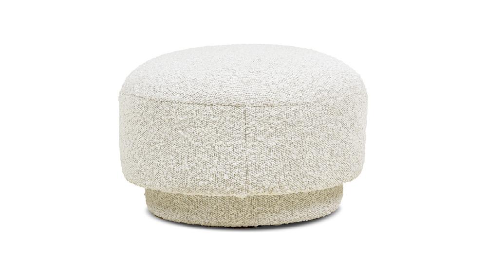Jennifer Taylor Home Fuji 15" Mushroom Footstool Ottoman Ivory White Bouclé