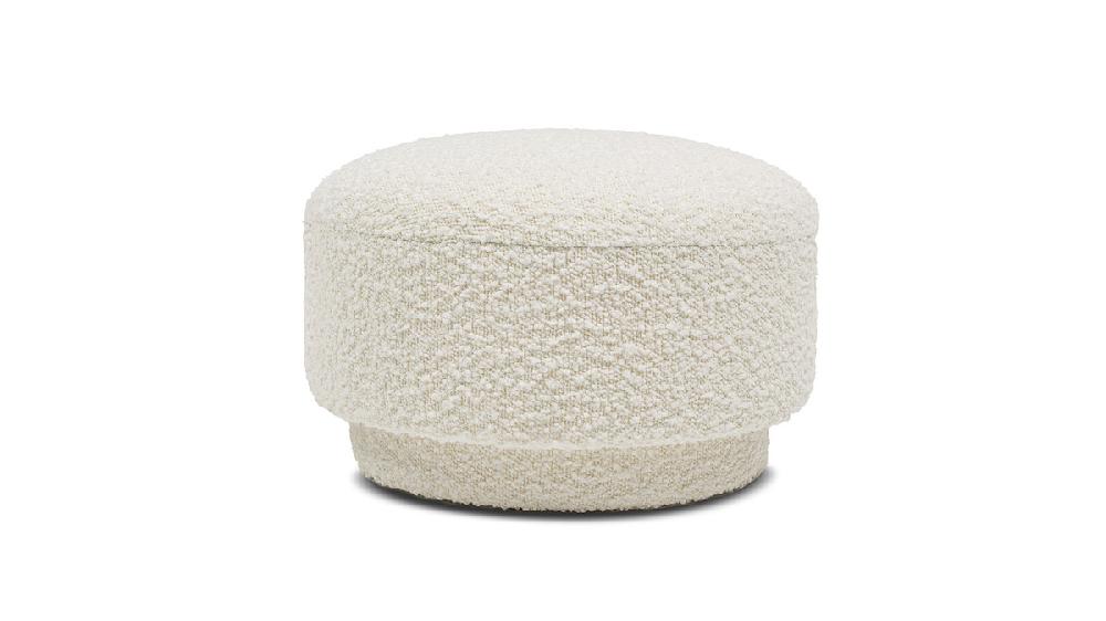 jennifer taylor home Fuji 15" Mushroom Footstool Ottoman Ivory White Bouclé